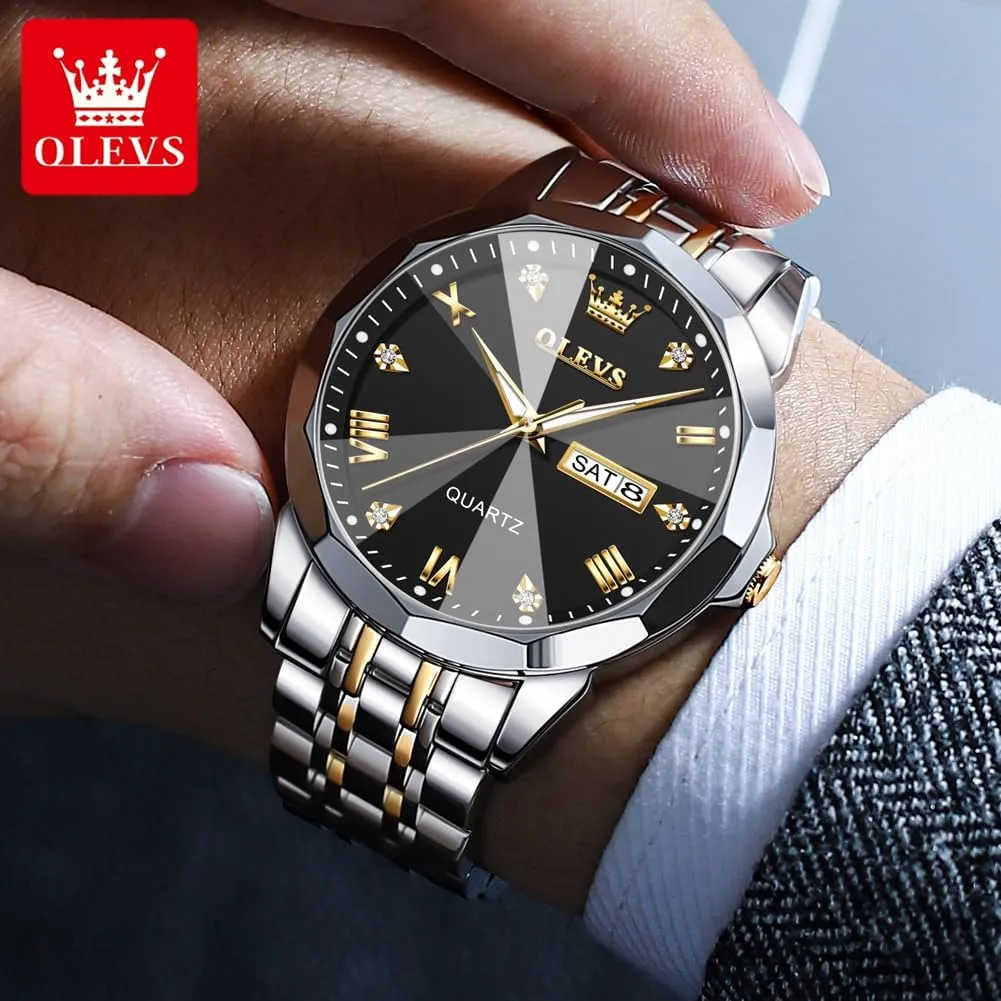 Watches Stainless Steel Watch Date Waterproof Dress Casual Reloj OLEVS Watch Men Luxury Watches for Men ??Silver/Gold/Blue/Black??(Diamond/Roman Numeral/Arabic seabird adoption manipulation Numeral) Dial 