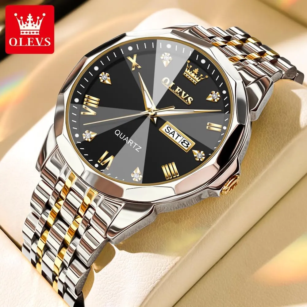 Watches Stainless Steel Watch Date Waterproof Dress Casual Reloj OLEVS Watch Men Luxury Watches for Men ??Silver/Gold/Blue/Black??(Diamond/Roman Numeral/Arabic seabird adoption manipulation Numeral) Dial 