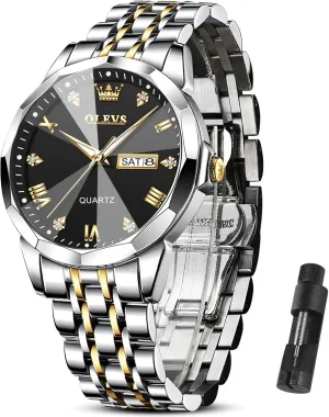 Watches Stainless Steel Watch Date Waterproof Dress Casual Reloj OLEVS Watch Men Luxury Watches for Men ??Silver/Gold/Blue/Black??(Diamond/Roman Numeral/Arabic seabird adoption manipulation Numeral) Dial 