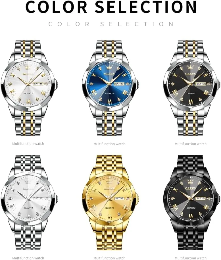 Watches Stainless Steel Watch Date Waterproof Dress Casual Reloj OLEVS Watch Men Luxury Watches for Men ??Silver/Gold/Blue/Black??(Diamond/Roman Numeral/Arabic seabird adoption manipulation Numeral) Dial 