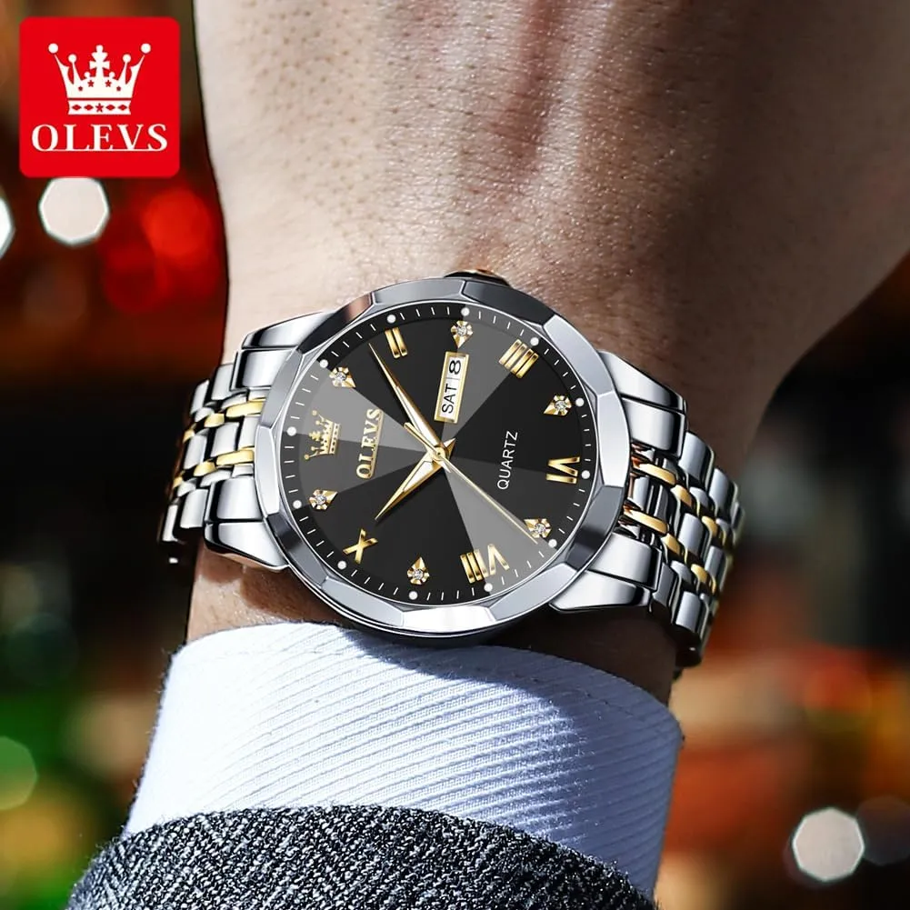 Watches Stainless Steel Watch Date Waterproof Dress Casual Reloj OLEVS Watch Men Luxury Watches for Men ??Silver/Gold/Blue/Black??(Diamond/Roman Numeral/Arabic seabird adoption manipulation Numeral) Dial 