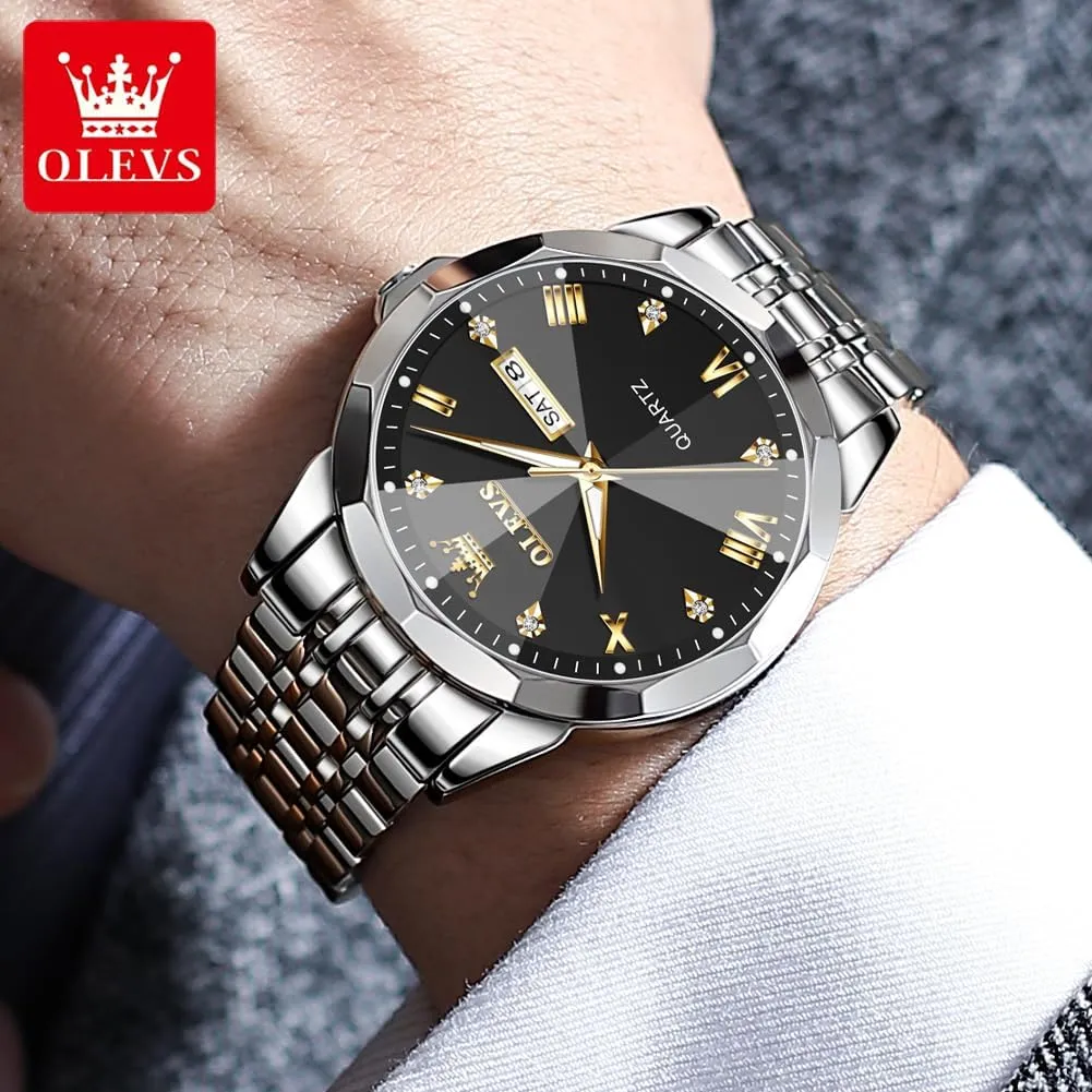 Watches Stainless Steel Watch Date Waterproof Dress Casual Reloj OLEVS Watch Men Luxury Watches for Men ??Silver/Gold/Blue/Black??(Diamond/Roman Numeral/Arabic seabird adoption manipulation Numeral) Dial 