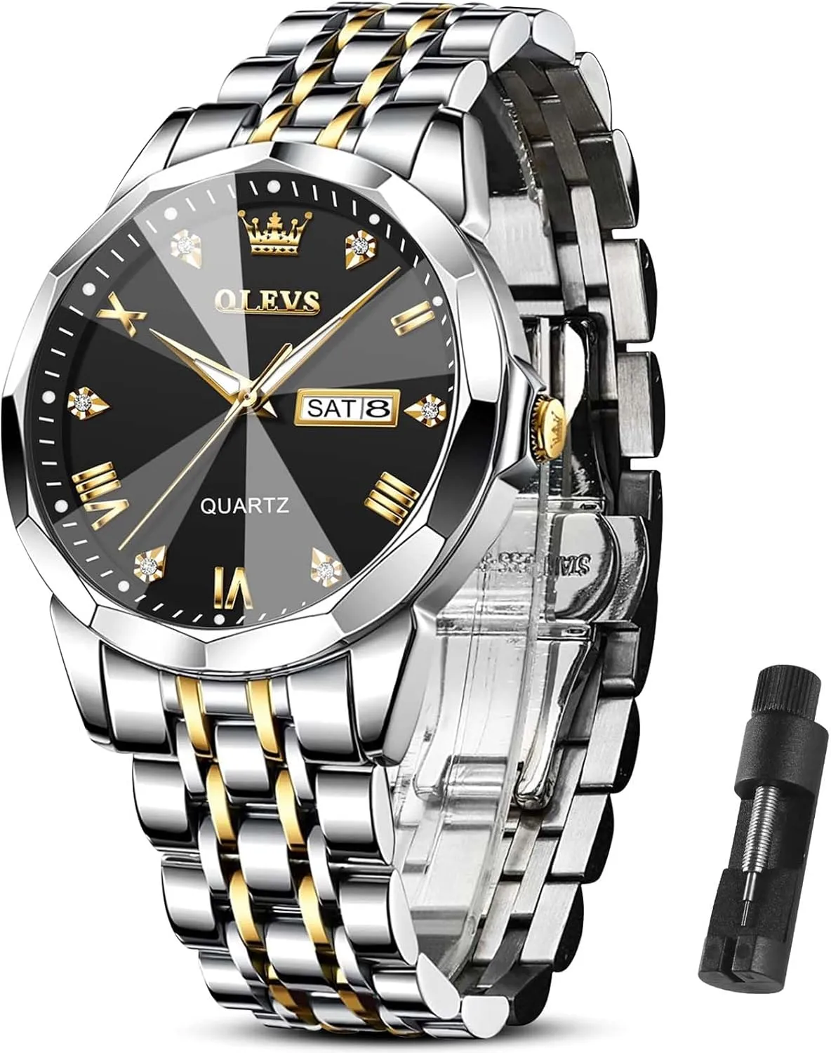 Watches Stainless Steel Watch Date Waterproof Dress Casual Reloj OLEVS Watch Men Luxury Watches for Men ??Silver/Gold/Blue/Black??(Diamond/Roman Numeral/Arabic seabird adoption manipulation Numeral) Dial 