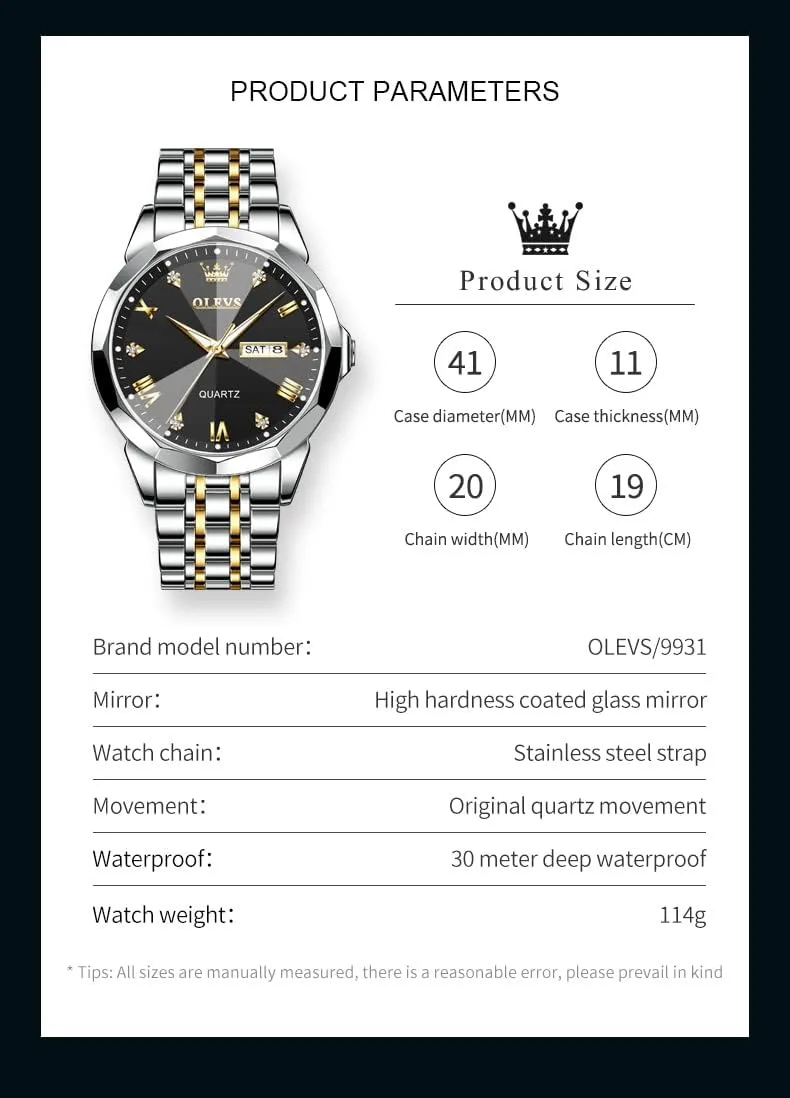 Watches Stainless Steel Watch Date Waterproof Dress Casual Reloj OLEVS Watch Men Luxury Watches for Men ??Silver/Gold/Blue/Black??(Diamond/Roman Numeral/Arabic seabird adoption manipulation Numeral) Dial 