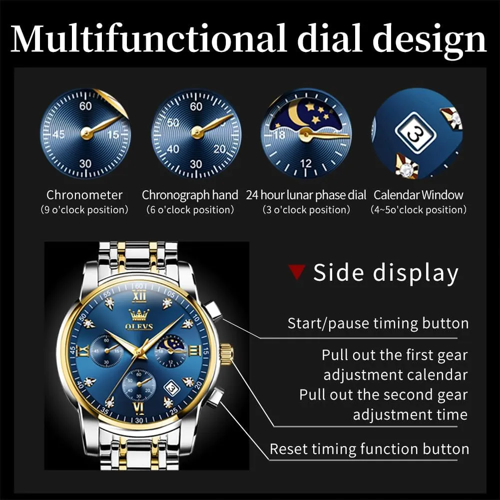 Watches, Stainless Steel Waterproof Analog Quartz Wristwatch, Elegant Gifts for Him saddle tribespeople theme - Dad & Boyfriend OLEVS Watch for Men, Fashion Dress Mens 