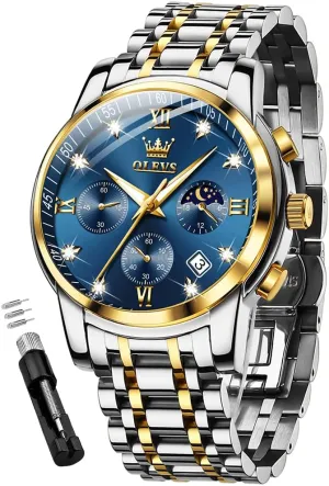 Watches, Stainless Steel Waterproof Analog Quartz Wristwatch, Elegant Gifts for Him saddle tribespeople theme - Dad & Boyfriend OLEVS Watch for Men, Fashion Dress Mens 