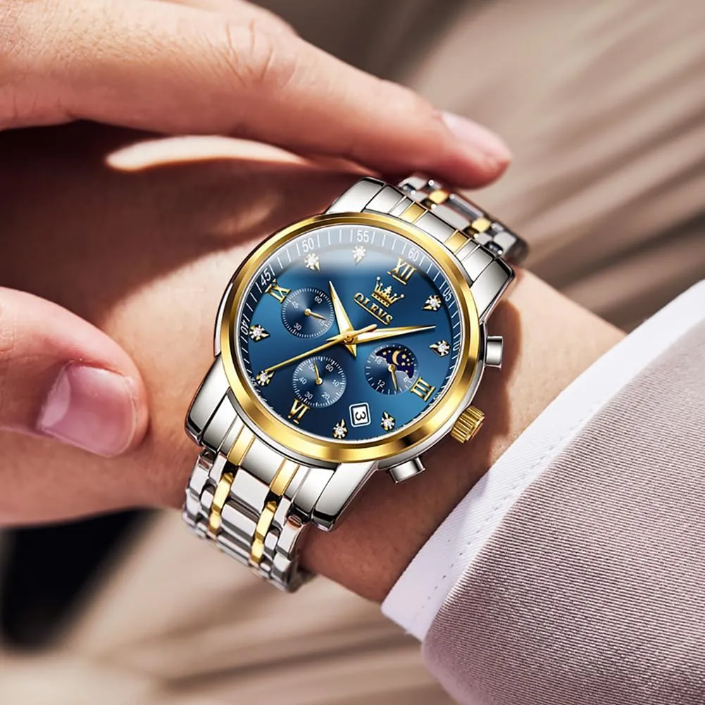 Watches, Stainless Steel Waterproof Analog Quartz Wristwatch, Elegant Gifts for Him saddle tribespeople theme - Dad & Boyfriend OLEVS Watch for Men, Fashion Dress Mens 