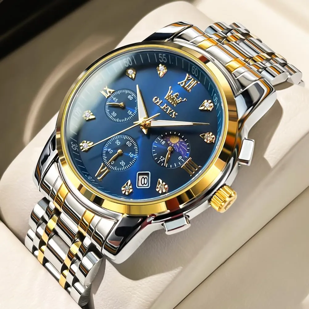 Watches, Stainless Steel Waterproof Analog Quartz Wristwatch, Elegant Gifts for Him saddle tribespeople theme - Dad & Boyfriend OLEVS Watch for Men, Fashion Dress Mens 