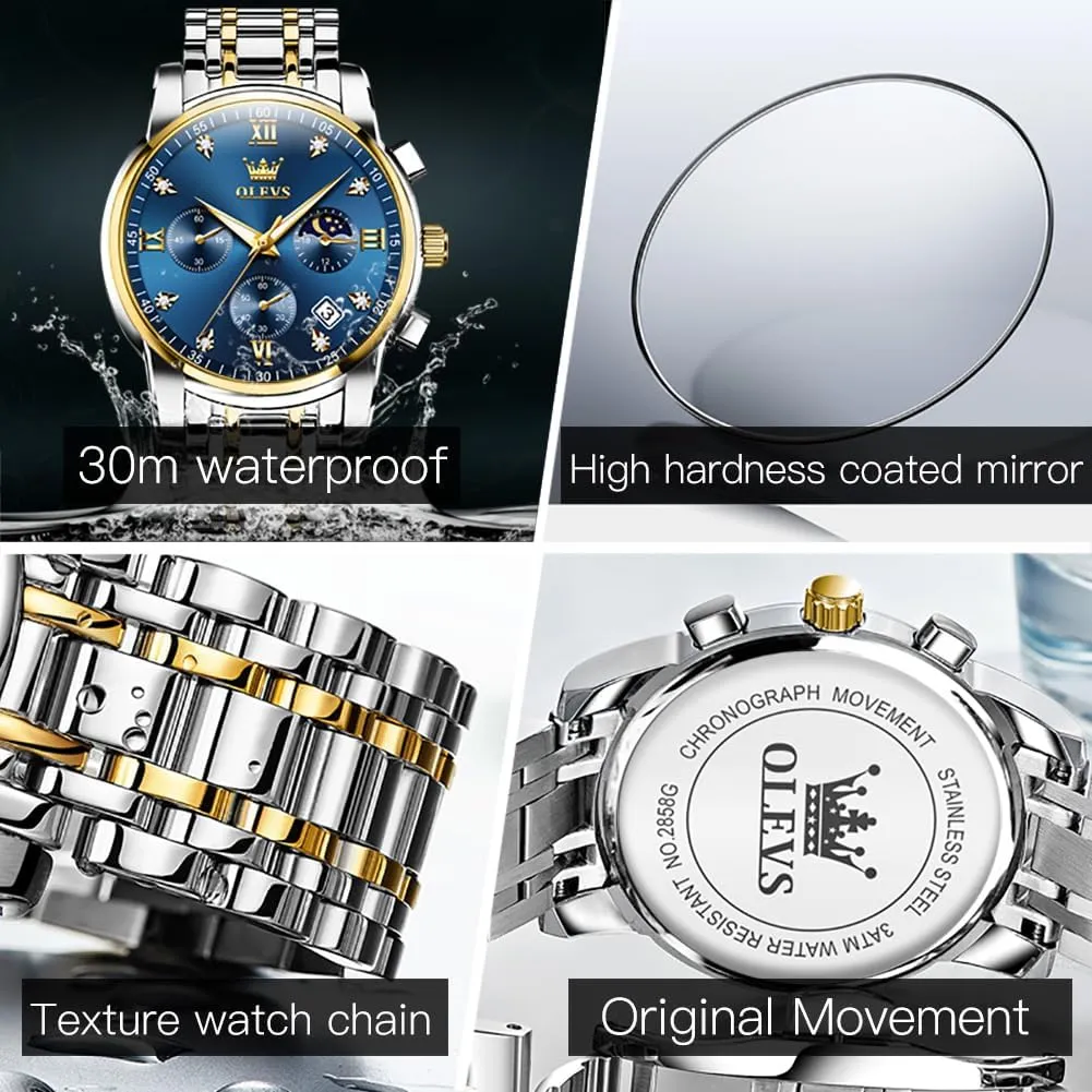 Watches, Stainless Steel Waterproof Analog Quartz Wristwatch, Elegant Gifts for Him saddle tribespeople theme - Dad & Boyfriend OLEVS Watch for Men, Fashion Dress Mens 