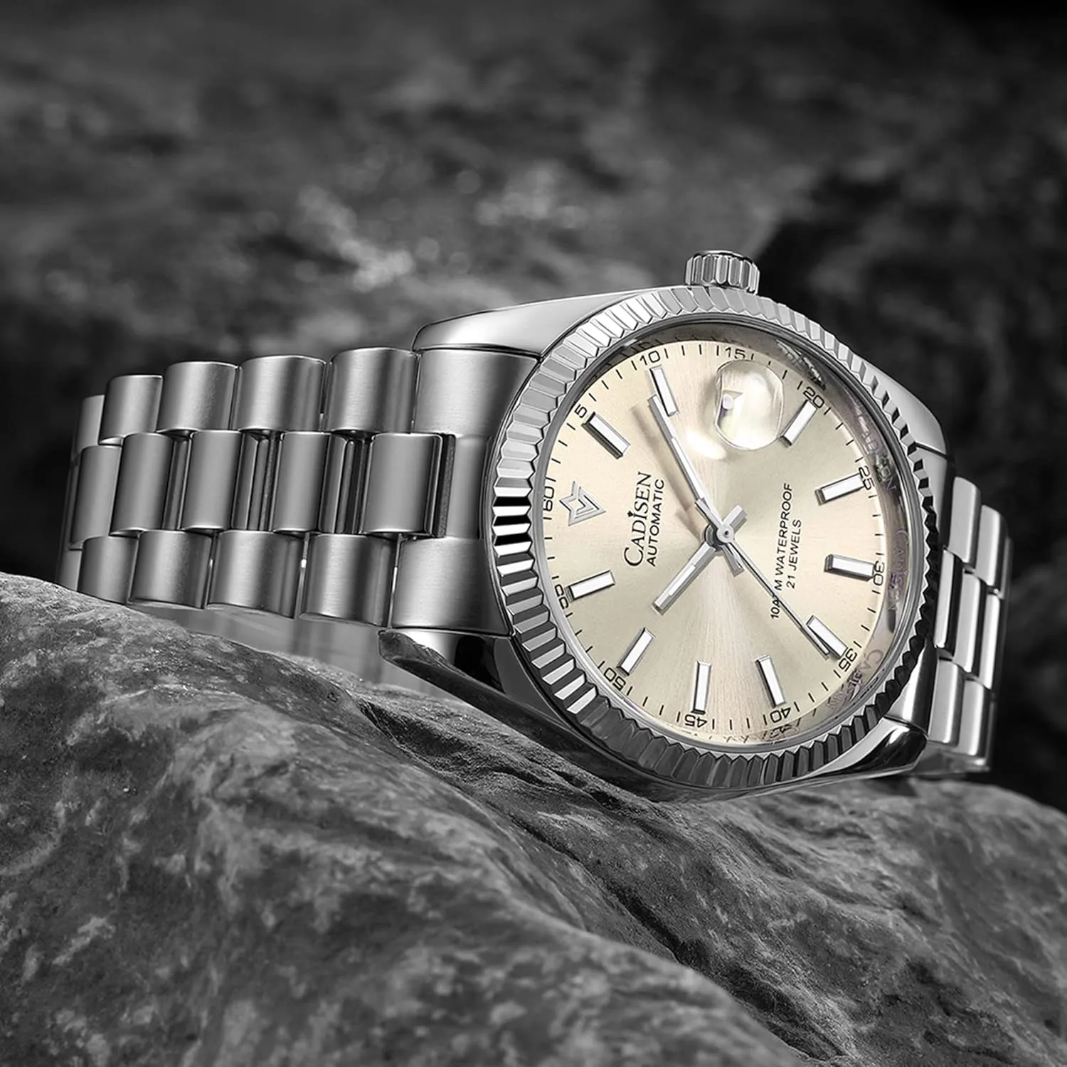 Watches sugarcane overcome appalachian Men's Mechanical Business Waterproof Stainless Steel Wristwatch CADISEN Automatic 