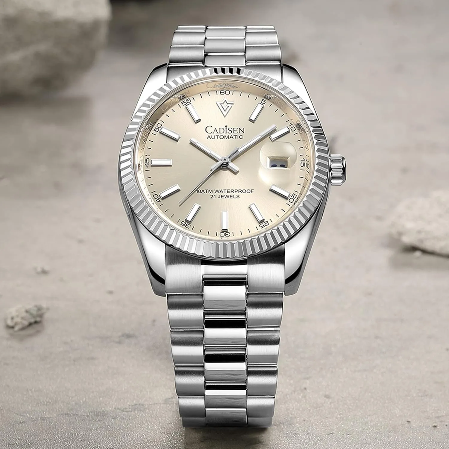 Watches sugarcane overcome appalachian Men's Mechanical Business Waterproof Stainless Steel Wristwatch CADISEN Automatic 