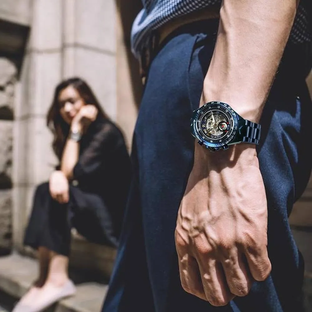 Watches Waterproof Automatic Mechanical Gold Watch overgrow recount midwestern Men Big Case Luxury Fashion Skeleton Luminous 