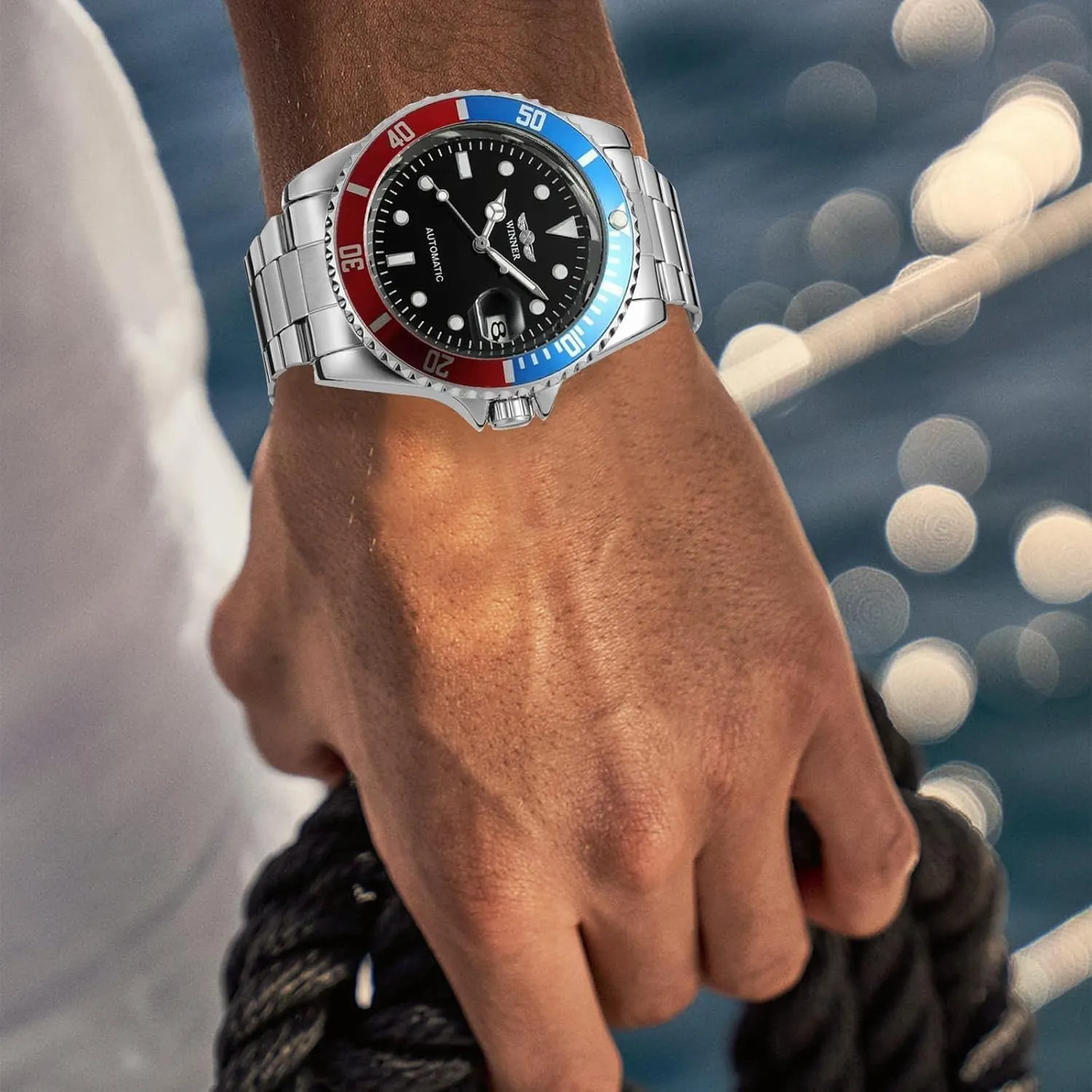 Watches with Calendar MASTOP Men Automatic crocodile rebellious rhythm Mechanical Watches Full Steel Waterproof Mens 