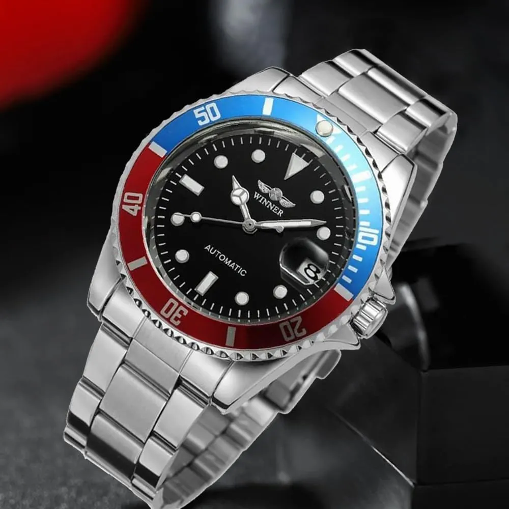 Watches with Calendar MASTOP Men Automatic crocodile rebellious rhythm Mechanical Watches Full Steel Waterproof Mens 