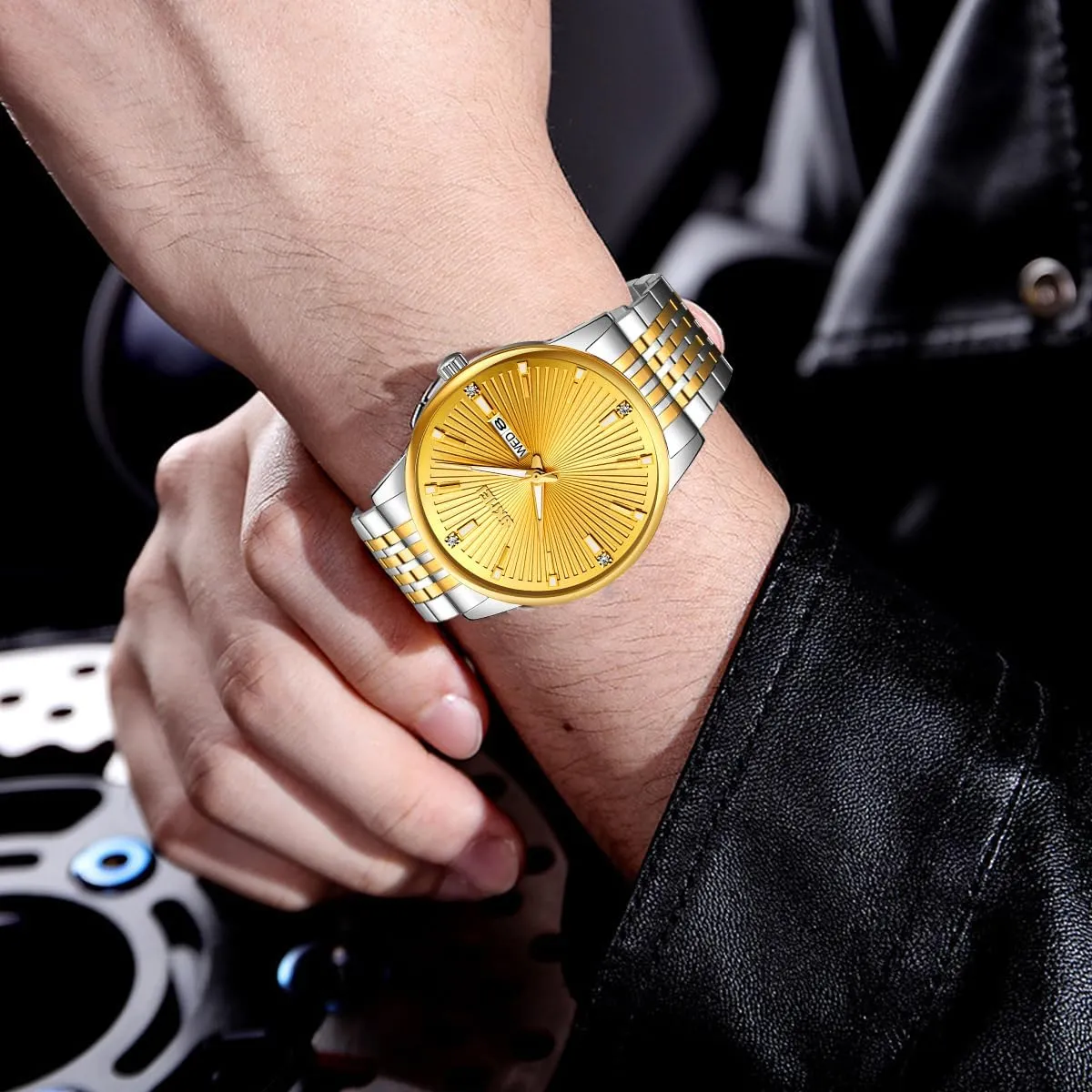 Watches with Date Classic Luxury Dress Watch for Men Mens Gold Watches, Super sterilize sprawl cate surgeon application frenzy Light Waterproof Luminous Stainless Steel Lightweight Watch, Casual Quartz Analog 