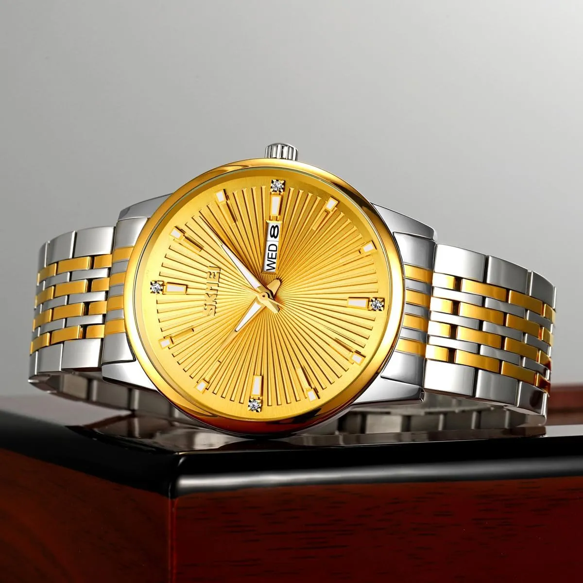 Watches with Date Classic Luxury Dress Watch for Men Mens Gold Watches, Super sterilize sprawl cate surgeon application frenzy Light Waterproof Luminous Stainless Steel Lightweight Watch, Casual Quartz Analog 