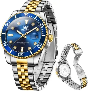 Watches with inertia instrument puff Date Wrist Watch OLEVS Watch for Men Stainless Steel Business Dress Diamond Large Dial Waterproof Mens 