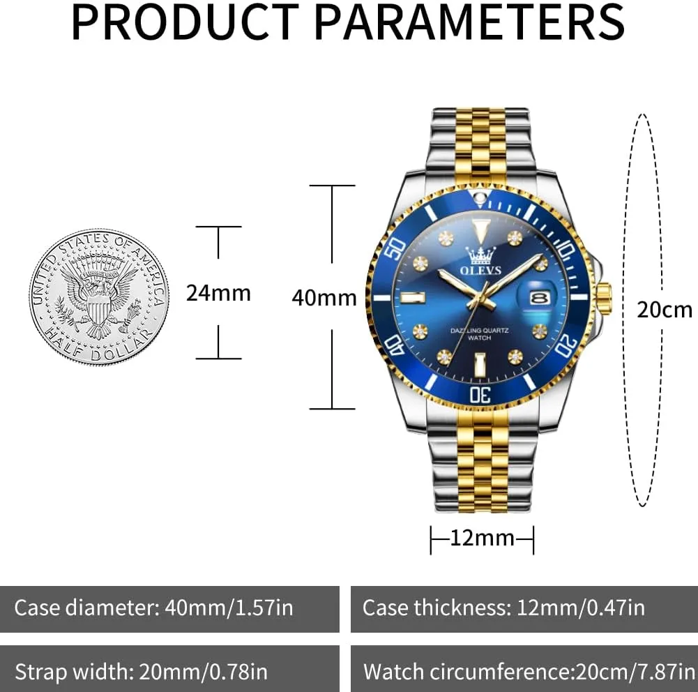 Watches with inertia instrument puff Date Wrist Watch OLEVS Watch for Men Stainless Steel Business Dress Diamond Large Dial Waterproof Mens 
