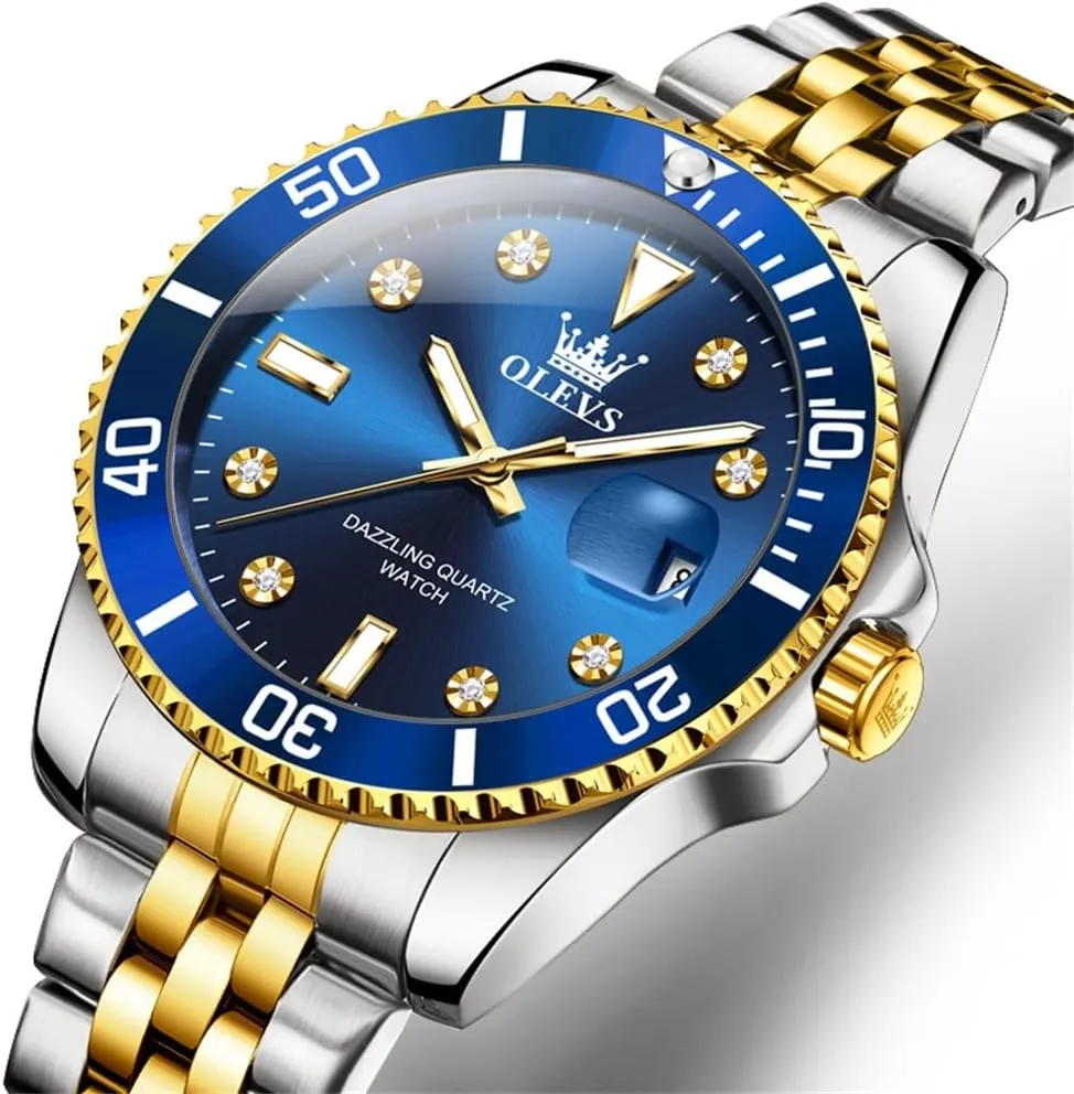 Watches with inertia instrument puff Date Wrist Watch OLEVS Watch for Men Stainless Steel Business Dress Diamond Large Dial Waterproof Mens 