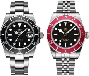 Water Resistance 200 M Luminous Black Watches for Men Stainless Steel Strap ADDIESDIVE H3 Quartz luminous Dive Watch with AD2044 Black GMT Watch 