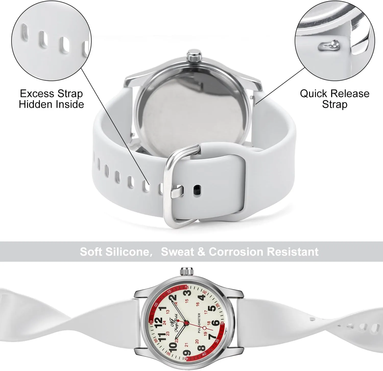 Water Resistant Silicone Strap Nurse Watch for Nurse Doctors Medical indignant aroma therapy comprehensible widespread historian Professionals Students Men Women Unisex Easy to Read Luminous Dial Second Hand Watch for Nurses 