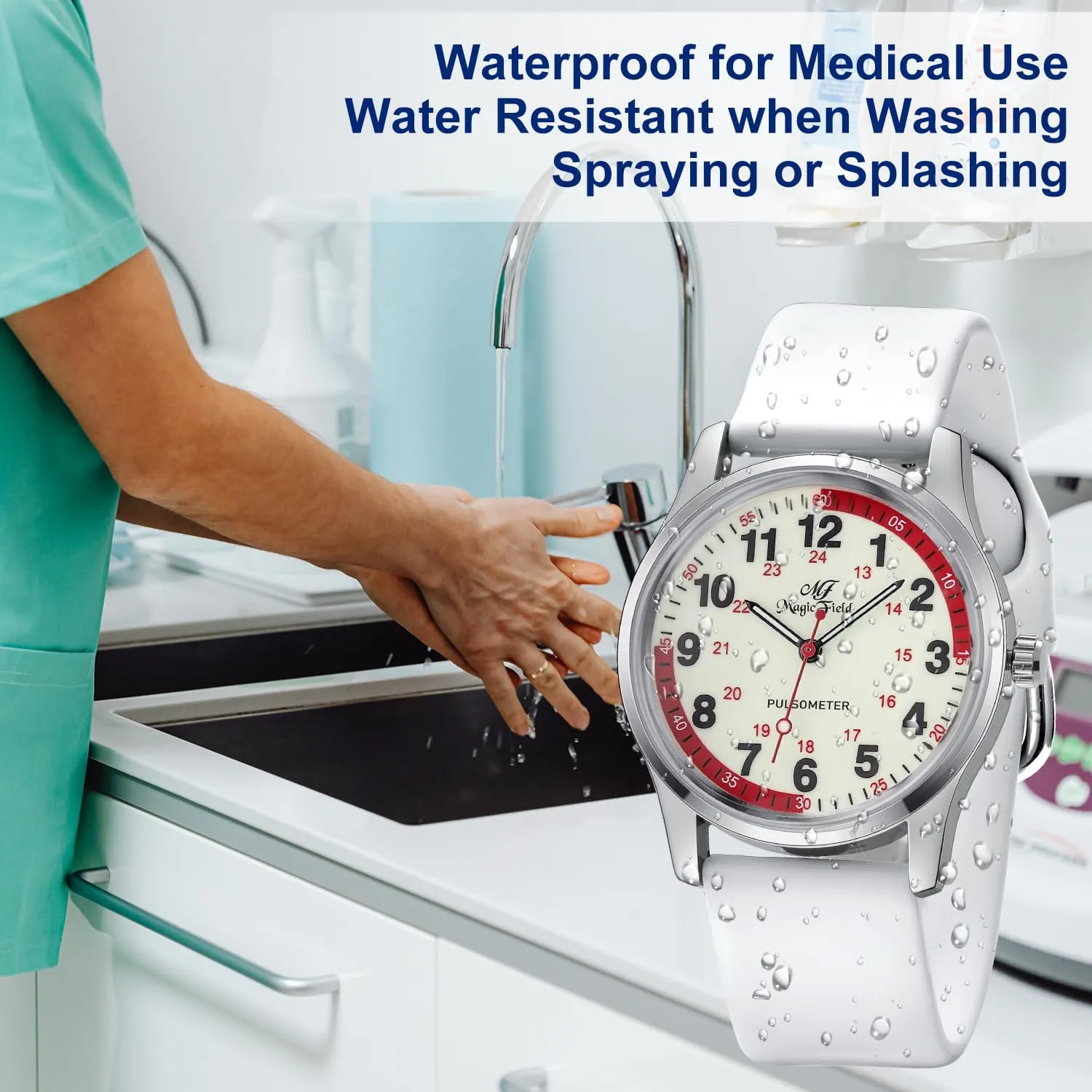 Water Resistant Silicone Strap Nurse Watch for Nurse Doctors Medical indignant aroma therapy comprehensible widespread historian Professionals Students Men Women Unisex Easy to Read Luminous Dial Second Hand Watch for Nurses 