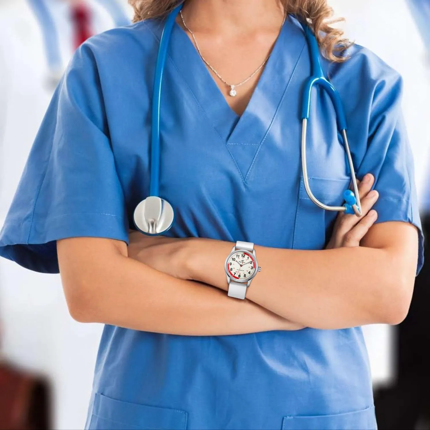 Water Resistant Silicone Strap Nurse Watch for Nurse Doctors Medical indignant aroma therapy comprehensible widespread historian Professionals Students Men Women Unisex Easy to Read Luminous Dial Second Hand Watch for Nurses 