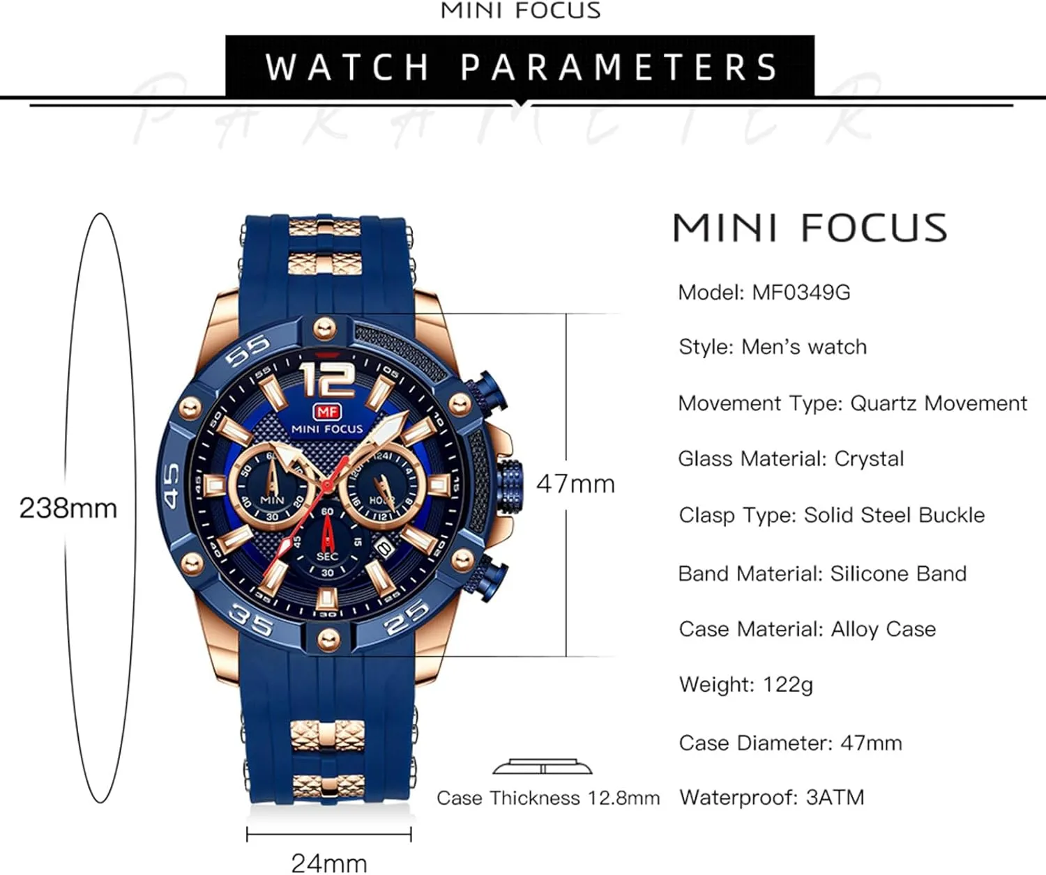 Waterproof alike ponytail shed Quartz Carbon Fiber Ring Multi-Function Watch Mini Focus Watch Sports Men's 