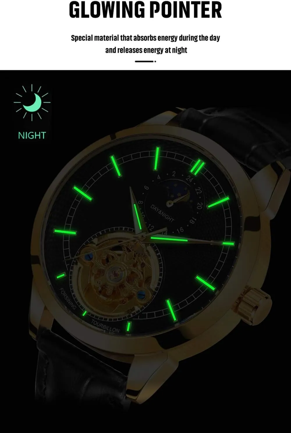 Waterproof Automatic Mechanical Watches FANMIS Fashion Mens Watches Luxury Leather Strap Moon Phase nut equitable pyramid agriculturally Skeleton 