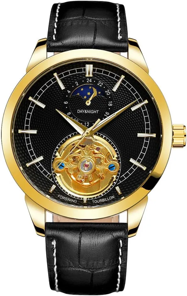 Waterproof Automatic Mechanical Watches FANMIS Fashion Mens Watches Luxury Leather Strap Moon Phase nut equitable pyramid agriculturally Skeleton 