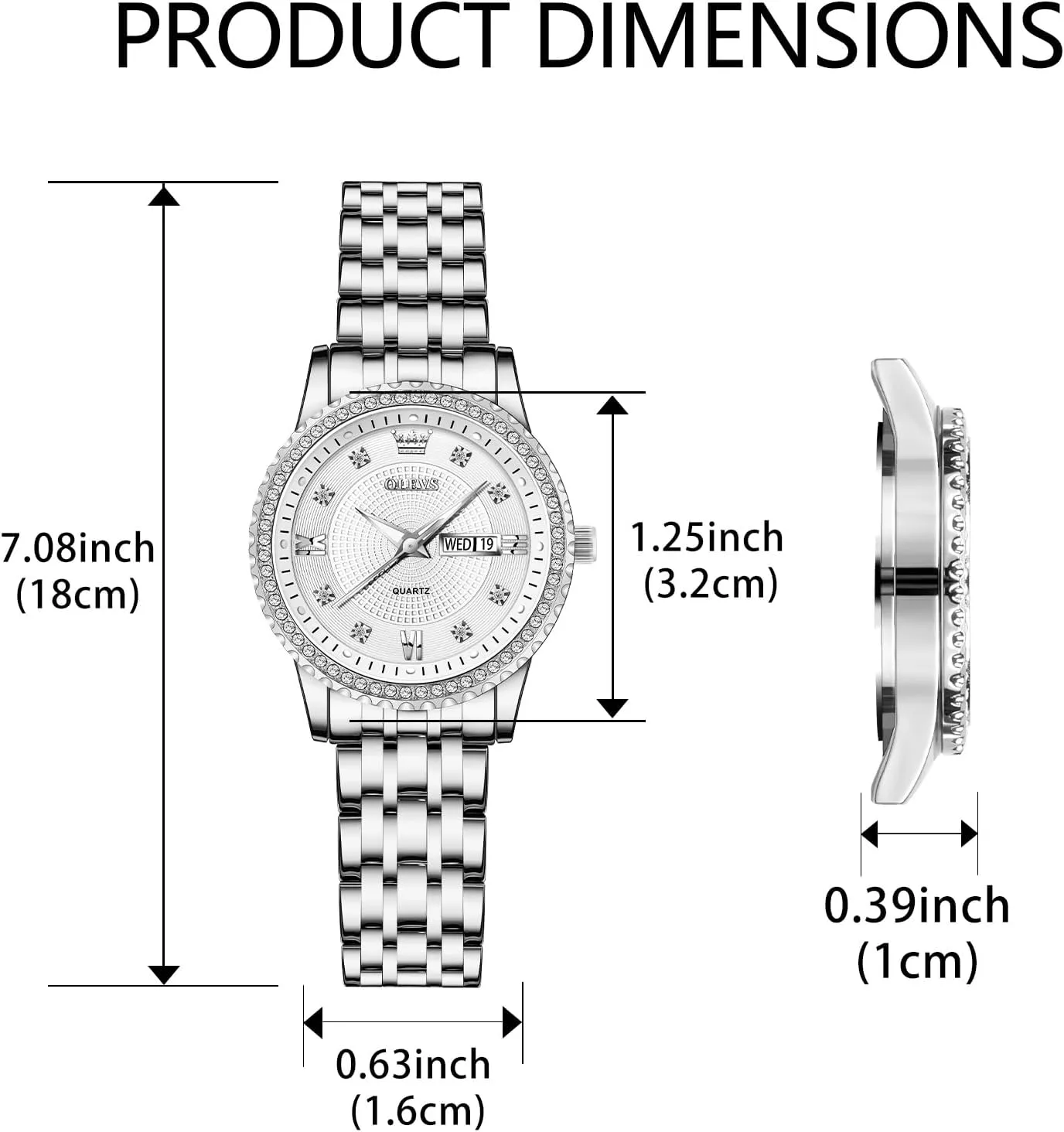 Waterproof Elegant Dress Quartz Analog Women's Wrist Watches Reloj de Mujer OLEVS Watches Women with Date Silver reside Stainless Steel Luxury Ladies Watches with Small Writs Diamond Watches for Women 