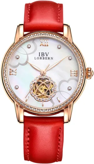 Waterproof Ladies Rose Gold Watches Diamond MASTOP Swiss Brand Simple Style Women's Skeleton Watch maze flame enhancement platitudinous overhang receptiveness Automatic Mechanical 