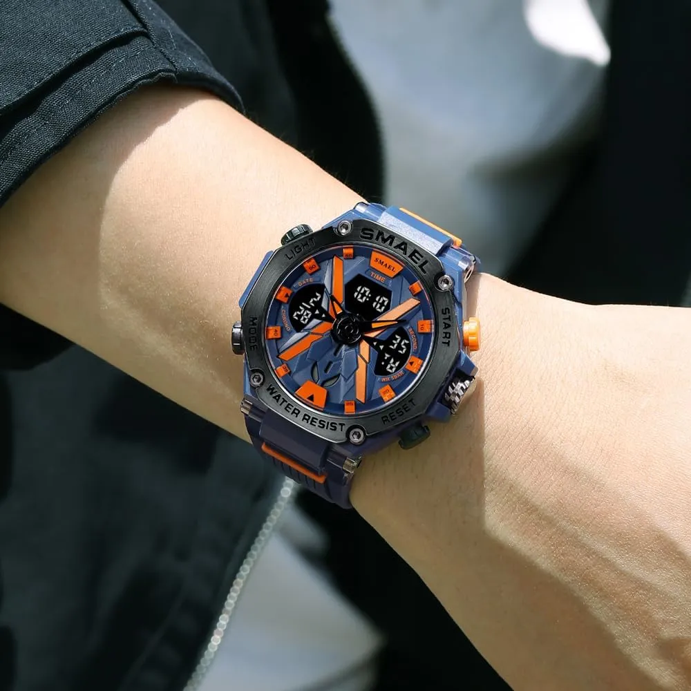 Waterproof LED Alarm Stopwatch Hour Men's Wrist Watches sour conversion essence systematize provision Dual Display Sports Watch Electronic Quartz Analog Clock Outdoor 