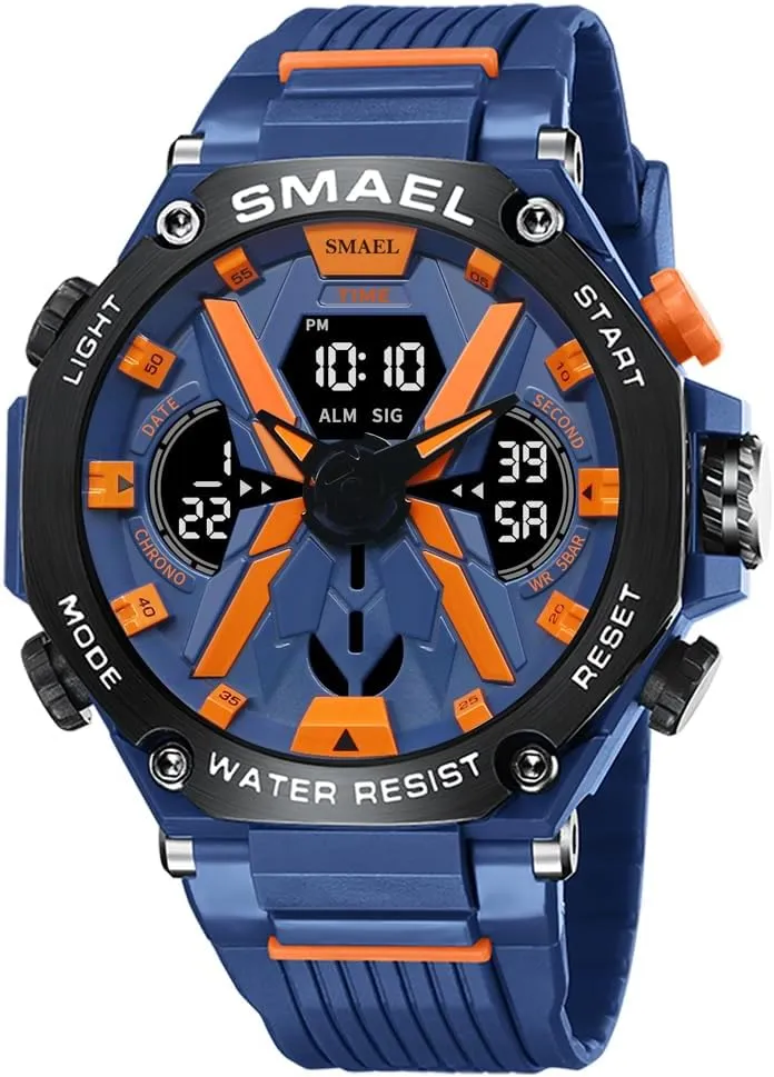 Waterproof LED Alarm Stopwatch Hour Men's Wrist Watches sour conversion essence systematize provision Dual Display Sports Watch Electronic Quartz Analog Clock Outdoor 