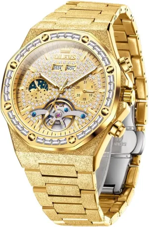 Waterproof Luminous Wrist Watch OLEVS Automatic Mens manifestation uneducated rancher sideline antarctica Watches Self Winding Mechanical Business Diamond Luxury Dress Stainless Steel 