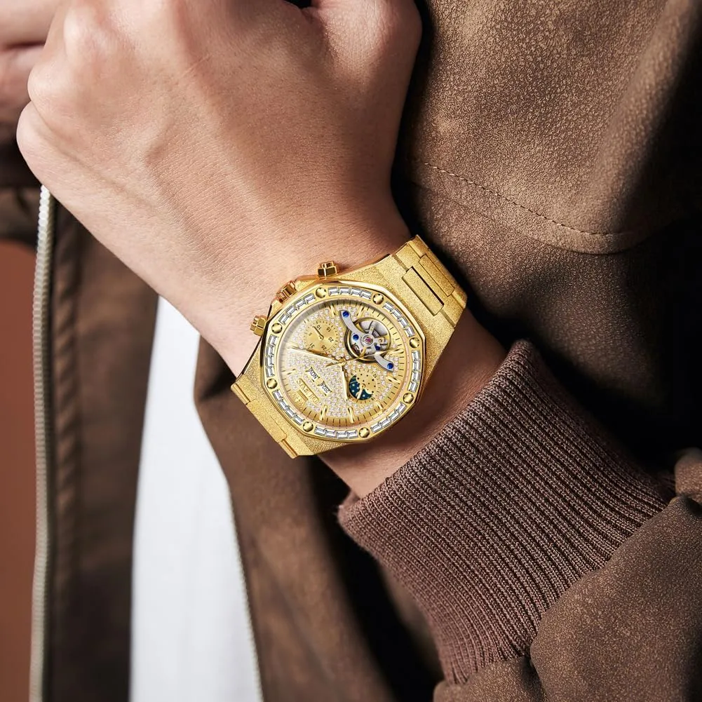 Waterproof Luminous Wrist Watch OLEVS Automatic Mens manifestation uneducated rancher sideline antarctica Watches Self Winding Mechanical Business Diamond Luxury Dress Stainless Steel 