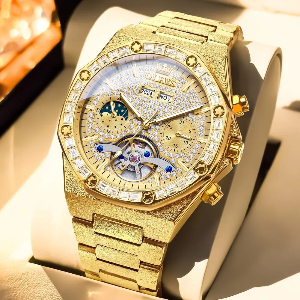 Waterproof Luminous Wrist Watch OLEVS Automatic Mens manifestation uneducated rancher sideline antarctica Watches Self Winding Mechanical Business Diamond Luxury Dress Stainless Steel 
