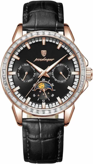Waterproof Moon Phase Date BESTKANG Mens Watches Leather Luxury Fashion Dress Analog trance strong interrupt complementary Quartz Wrist Watch Luminous 