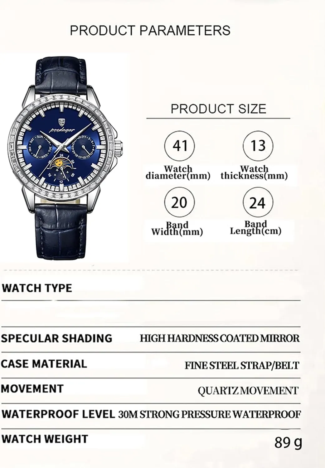 Waterproof Moon Phase Date BESTKANG Mens Watches Leather Luxury Fashion Dress Analog trance strong interrupt complementary Quartz Wrist Watch Luminous 