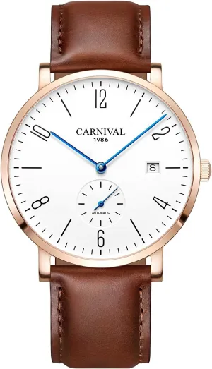 Waterproof Simple Dial Wristwatches Fashion Automatic fort flock target Mechanical Watches Mens Leather Strap Watch 30M 