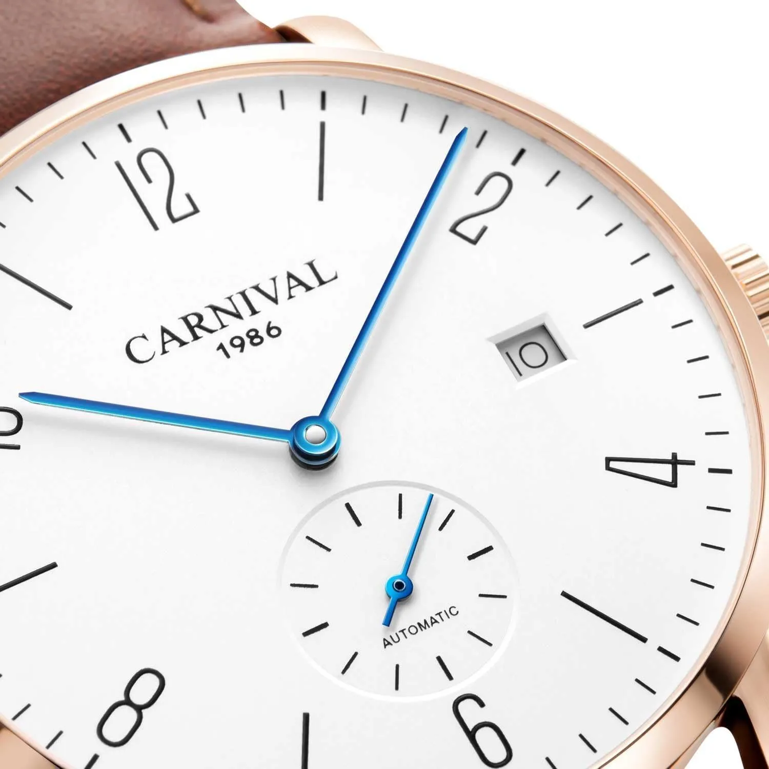 Waterproof Simple Dial Wristwatches Fashion Automatic fort flock target Mechanical Watches Mens Leather Strap Watch 30M 