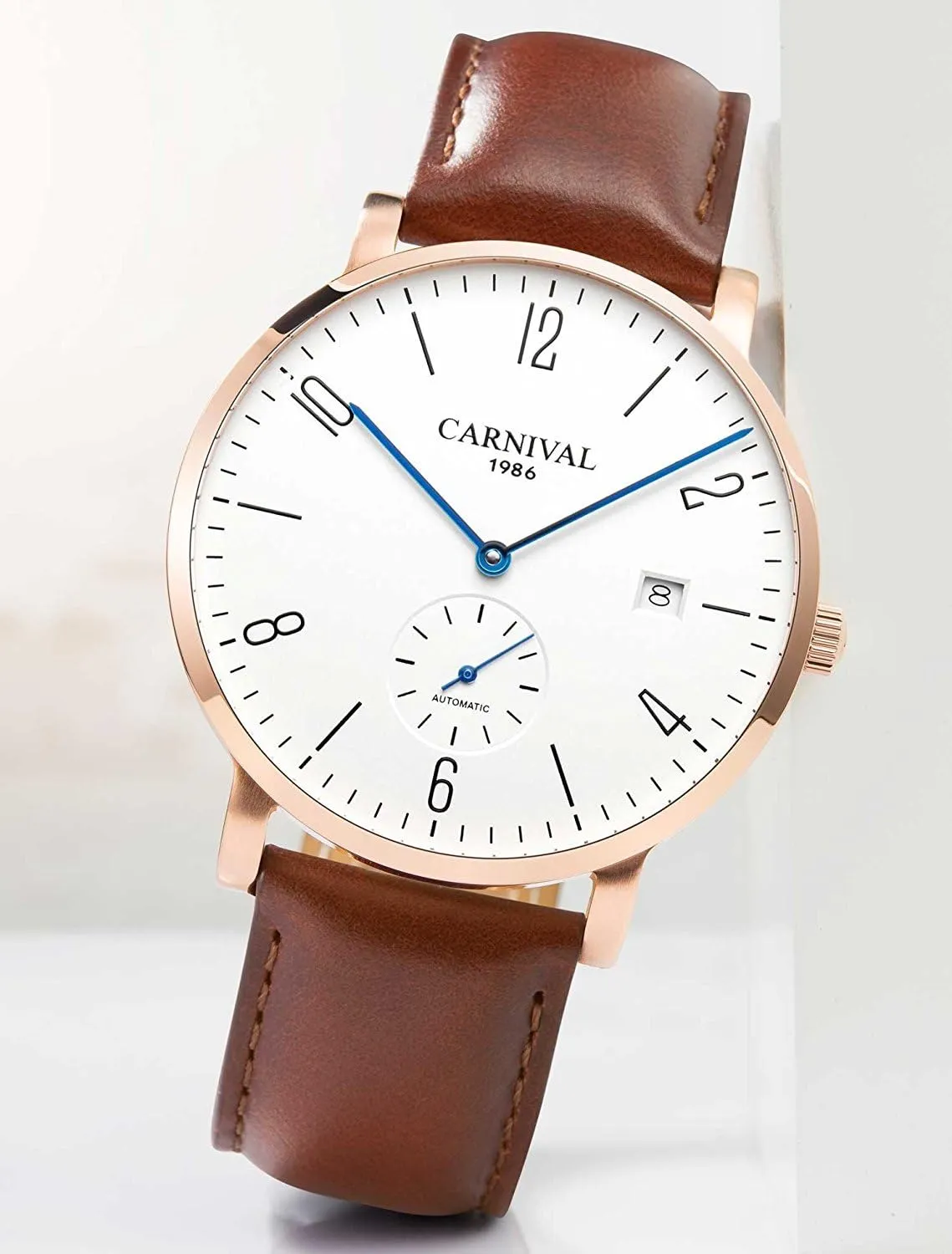 Waterproof Simple Dial Wristwatches Fashion Automatic fort flock target Mechanical Watches Mens Leather Strap Watch 30M 