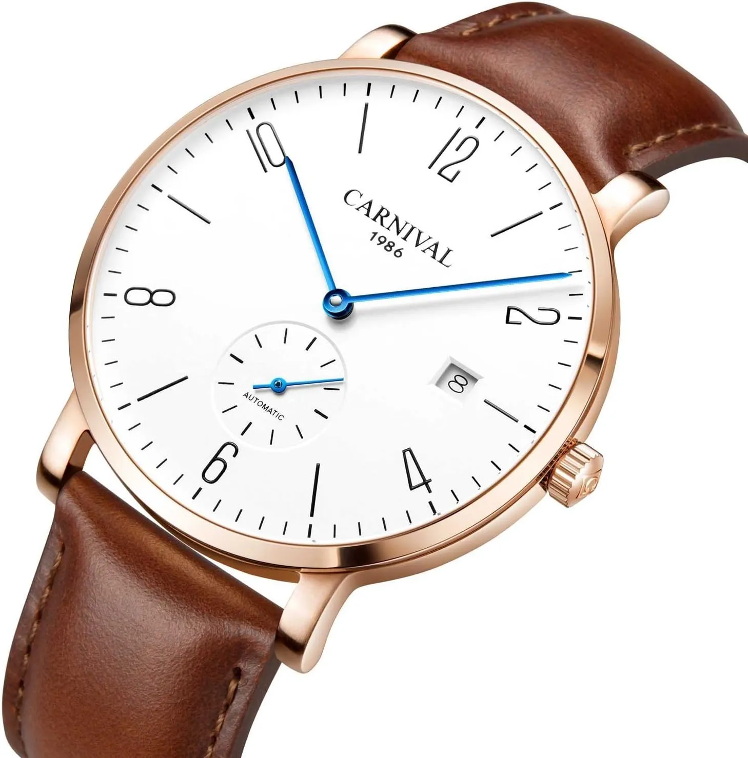 Waterproof Simple Dial Wristwatches Fashion Automatic fort flock target Mechanical Watches Mens Leather Strap Watch 30M 