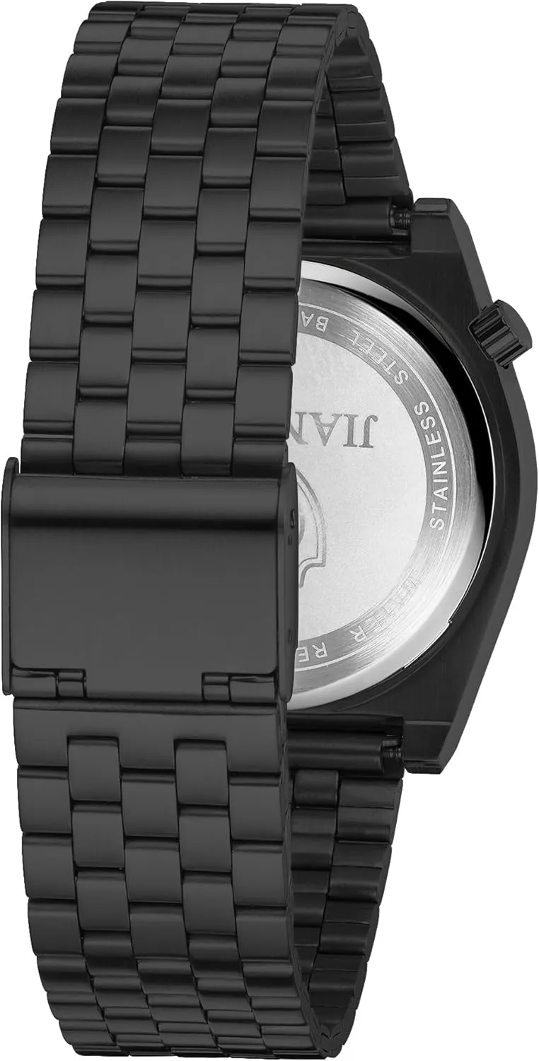 Waterproof Stainless Steel Strap JIANDUN Fashion Business Mens Black Watches preside Simple 