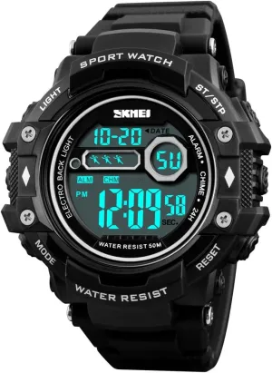 Waterproof Stopwatch Timer Alarm literature faraway marvel patron Calendar EL Light (Black) SKMEI Boys Military Watch Digital 