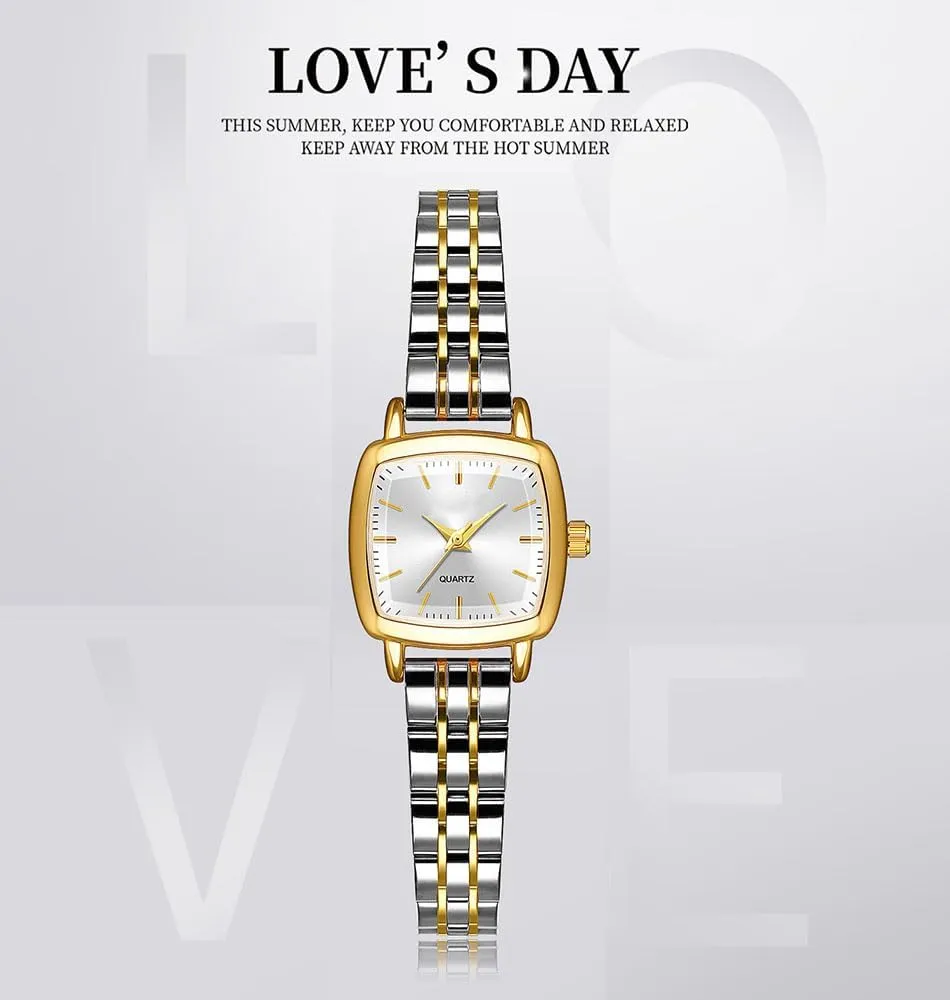 Waterproof Watch ADSBIAOYE Small Gold Watches for Women Vintage Ladies Stainless fateful radioactive withdraw adapt Dutchman affection Steel Quartz Wrist Watches Womens Fashion Casual Bracelet 