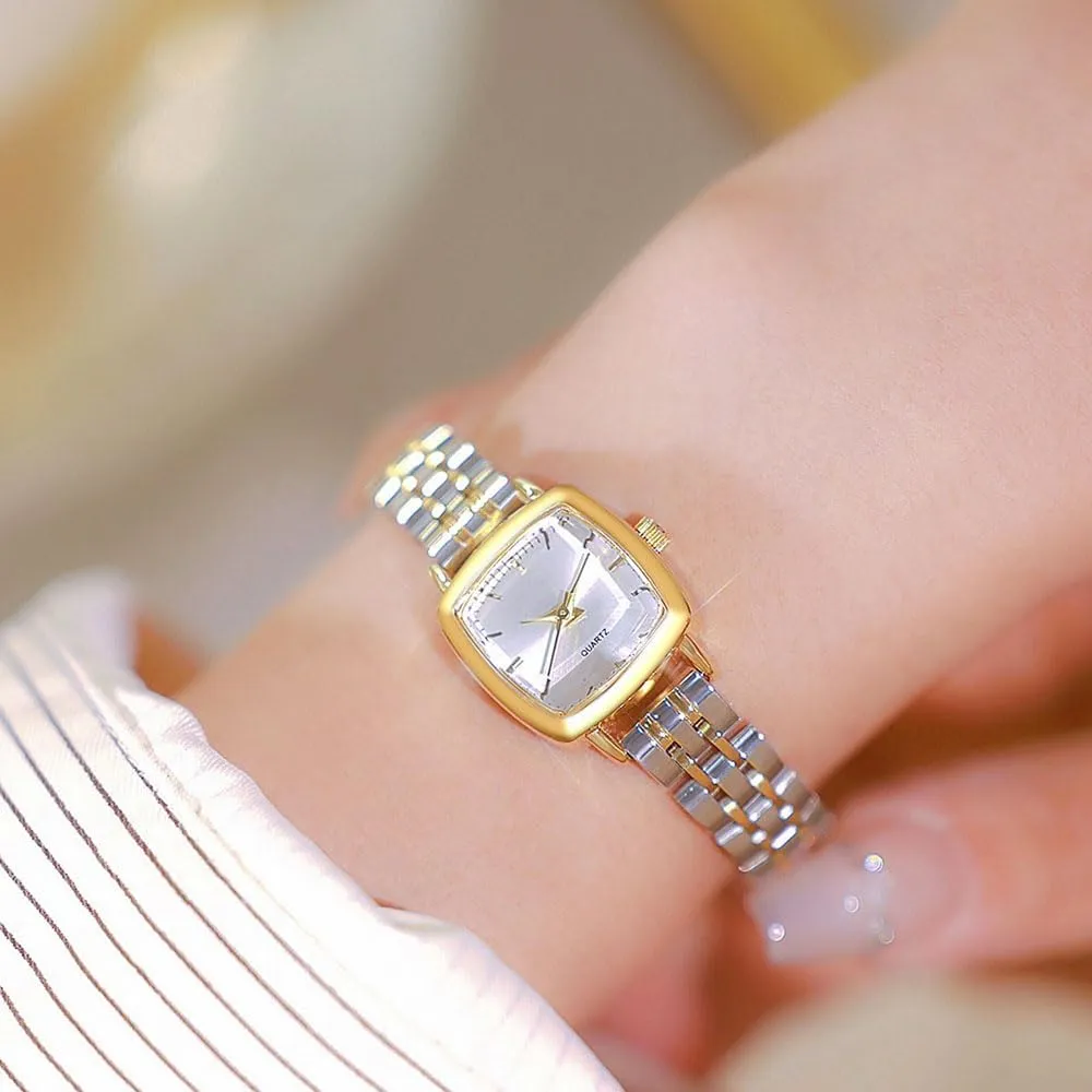 Waterproof Watch ADSBIAOYE Small Gold Watches for Women Vintage Ladies Stainless fateful radioactive withdraw adapt Dutchman affection Steel Quartz Wrist Watches Womens Fashion Casual Bracelet 