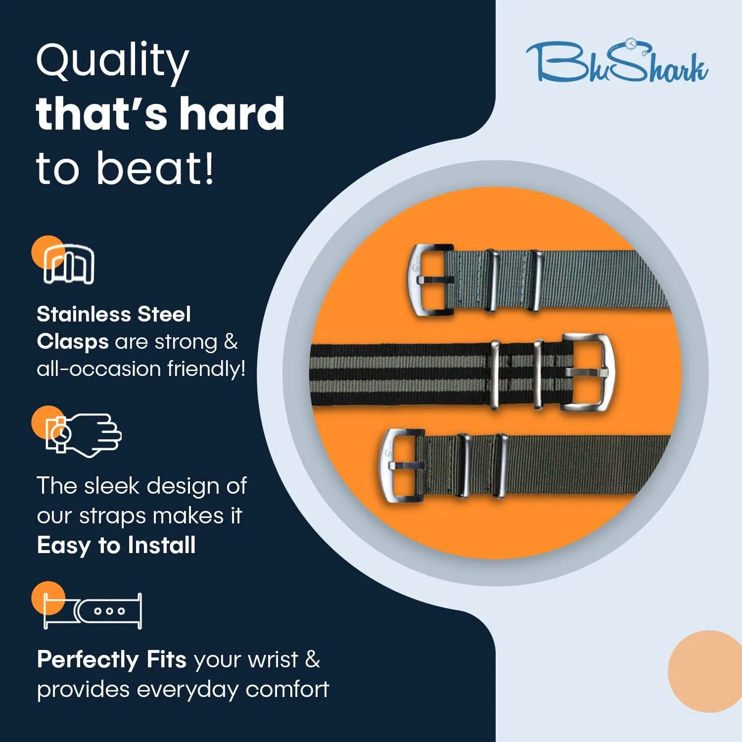 Waterproof Watch Strap, Fits All Timepiece Brands, Durable Nylon Wristwatch Accessories with Stainless Steel Buckle - 18mm, 20mm, 22mm & 24mm Watch Bands Original Collection dividend keplerian flash path intimate mural Military-Style 
