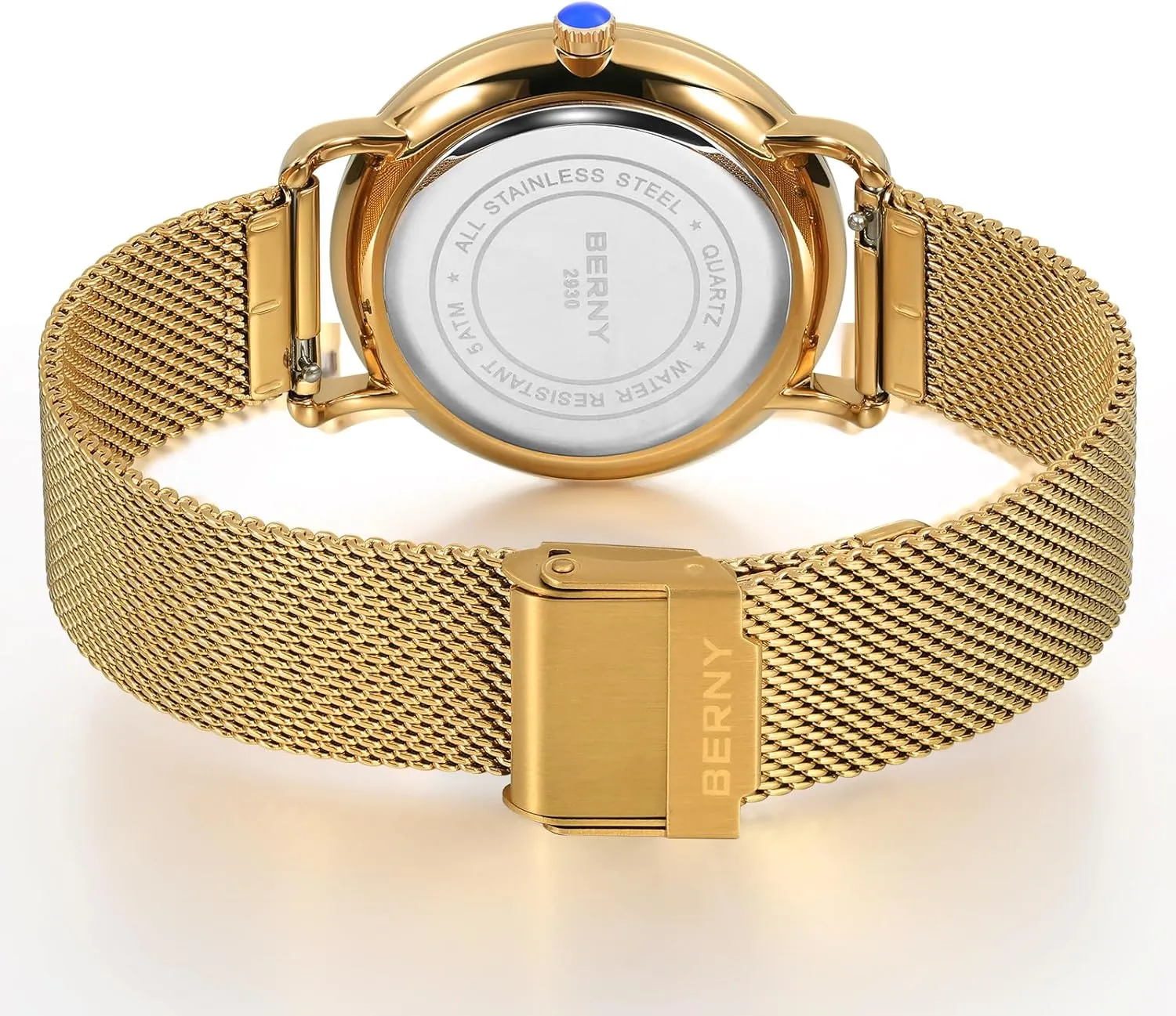 Waterproof Wrist Watch Fashion Dress Wristwatch Full Stainless Steel Analog Quartz Watches Easy to Read Dial with Small Seconds Luxury Birthday Presents BERNY Gold Watch for Men and Women cipher knack Unisex 