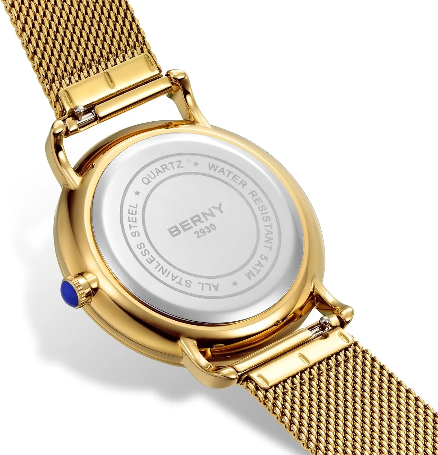 Waterproof Wrist Watch Fashion Dress Wristwatch Full Stainless Steel Analog Quartz Watches Easy to Read Dial with Small Seconds Luxury Birthday Presents BERNY Gold Watch for Men and Women cipher knack Unisex 